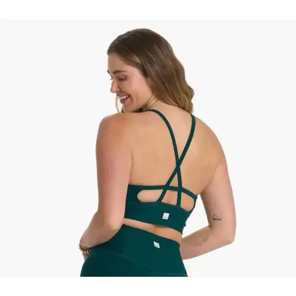 Vuori Long Line Elevation Bra Green Jade Heather Small - Picture 1 of 6